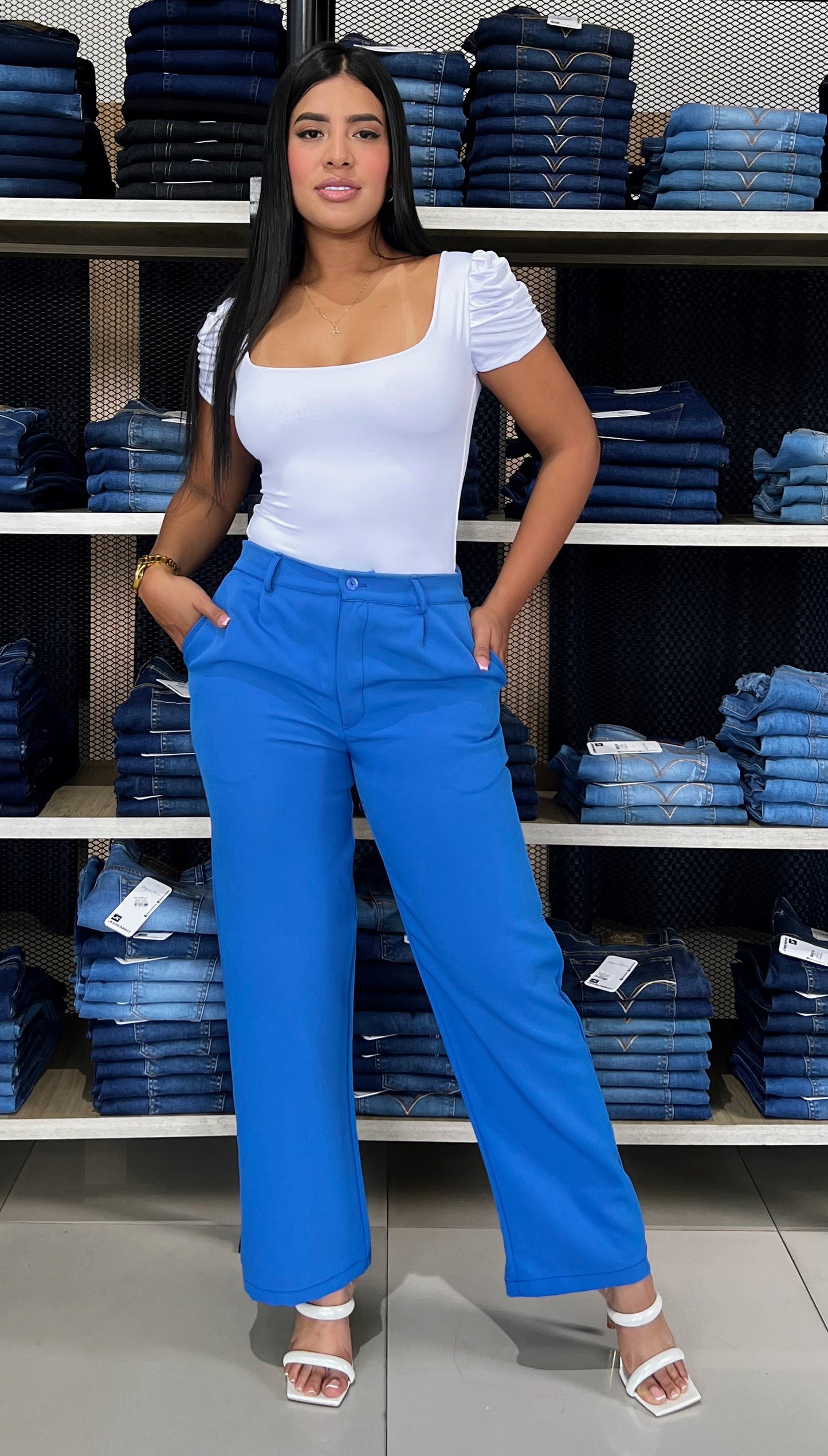 Pantalón oficinero azul