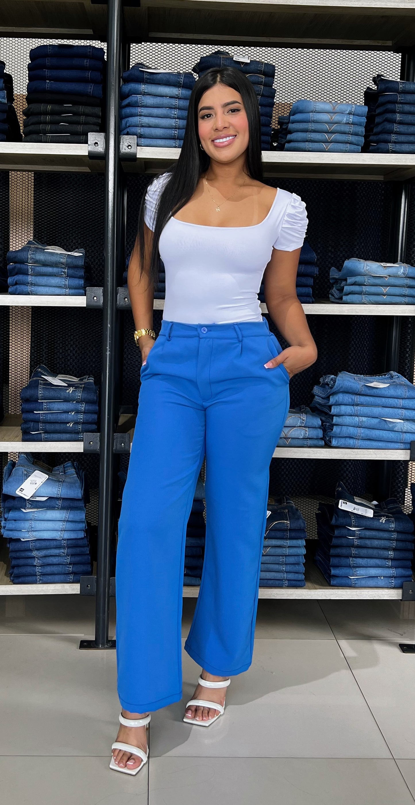 Pantalón oficinero azul