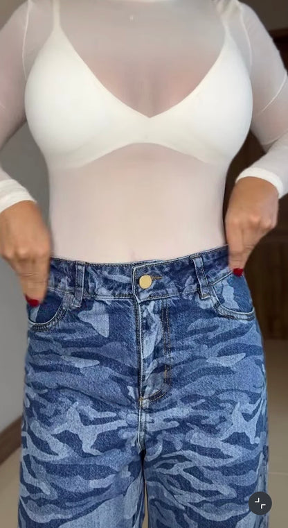 jeans camuflado WIDE LEG
