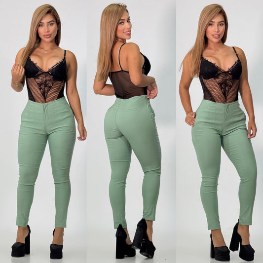 pantalon verde pinzas